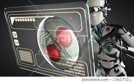 robot woman manipulating hologram display robot woman manipulating hologram display 13627521