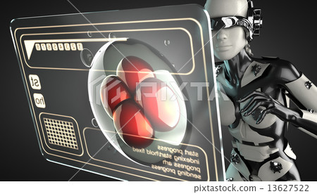 robot woman manipulating hologram display robot woman manipulating hologram display 13627522
