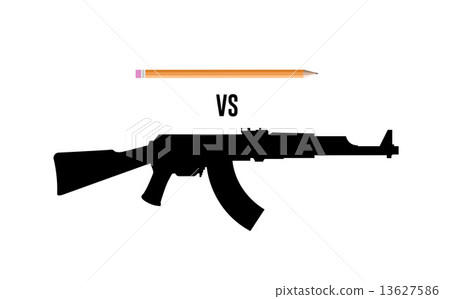 Pencil vs gun vector Pencil vs gun vector 13627586
