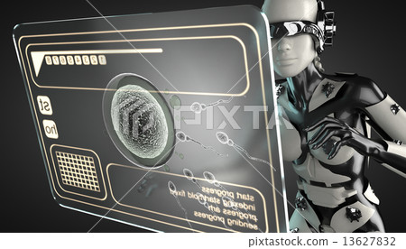 robot woman manipulating hologram display robot woman manipulating hologram display 13627832