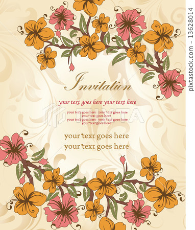 Vintage invitation card with ornate elegant retro abstract flora Vintage invitation card with ornate elegant retro abstract flora 13628014