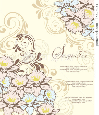Vintage invitation card with ornate elegant retro abstract flora 13628034