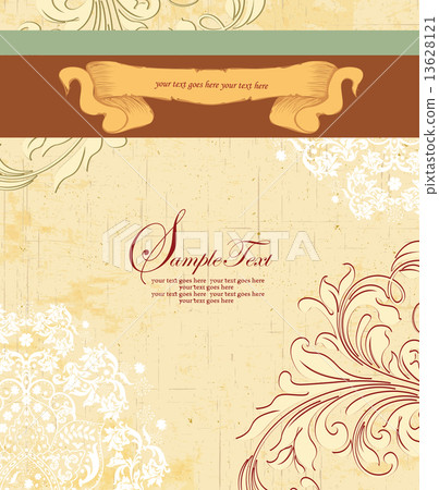 Vintage invitation card with ornate elegant retro abstract flora 13628121