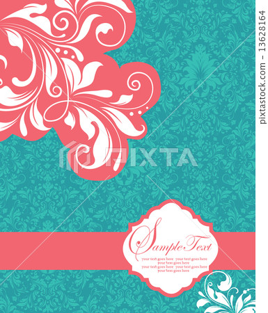 Vintage invitation card with ornate elegant retro abstract flora 13628164