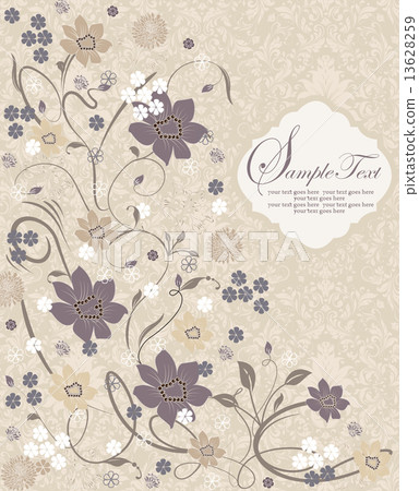 Vintage invitation card with ornate elegant retro abstract flora 13628259