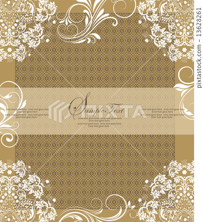 Vintage invitation card with ornate elegant retro abstract flora 13628261
