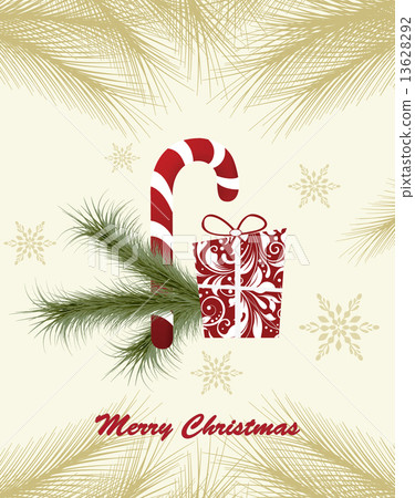 Vintage Christmas card with ornate elegant retro abstract floral 13628292