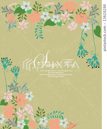 Vintage invitation card with ornate elegant retro abstract flora 13628298