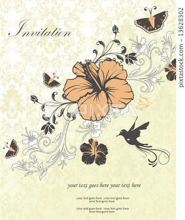 Vintage invitation card with ornate elegant retro abstract flora 13628302