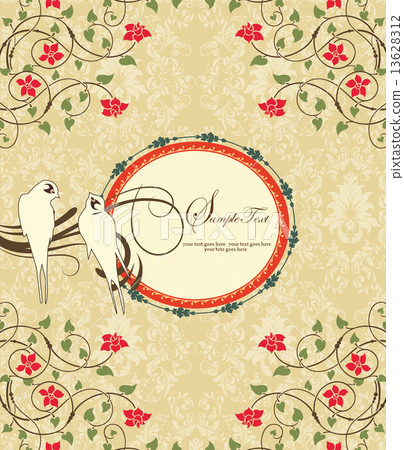 Vintage invitation card with ornate elegant retro abstract flora 13628312