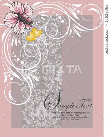 Pink swirly floral invitation card Pink swirly floral invitation card 13628368
