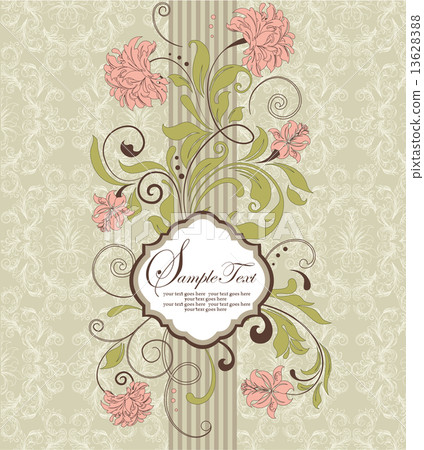 Vintage invitation card with ornate elegant retro abstract flora 13628388