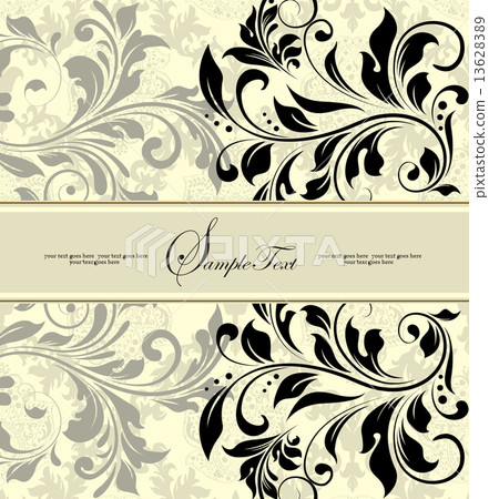 Vintage invitation card with ornate elegant abstract floral desi Vintage invitation card with ornate elegant abstract floral desi 13628389