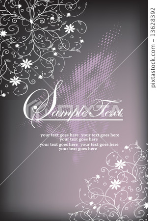 Vintage invitation card with elegant retro grunge abstract flora 13628392