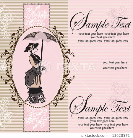 Vintage invitation card with ornate elegant abstract floral desi 13628571