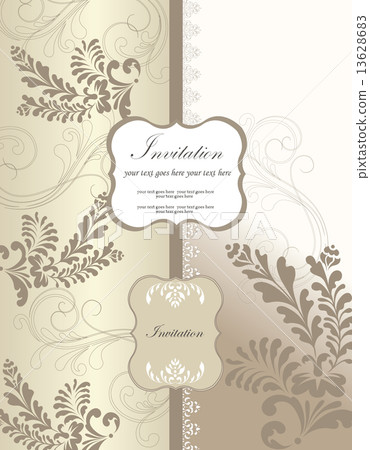Vintage invitation card with ornate elegant retro abstract flora 13628683