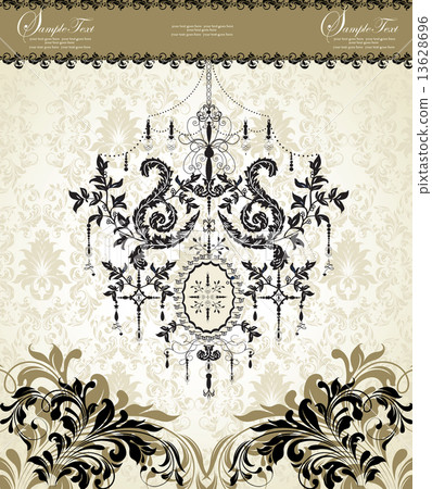Vintage invitation card with ornate elegant retro abstract flora 13628696