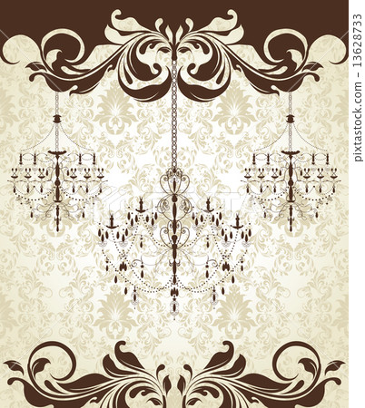 Vintage invitation card with ornate elegant abstract floral desi Vintage invitation card with ornate elegant abstract floral desi 13628733