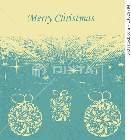 Vintage Christmas card with ornate elegant retro abstract floral 13628794