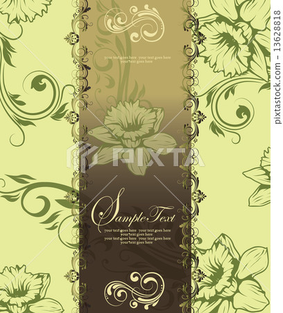 Vintage invitation card with ornate elegant retro abstract flora 13628818