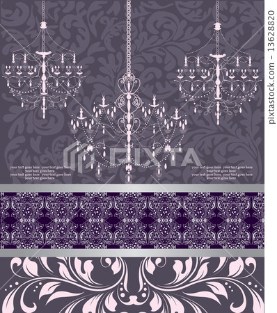 Vintage invitation card with ornate elegant abstract floral desi 13628820
