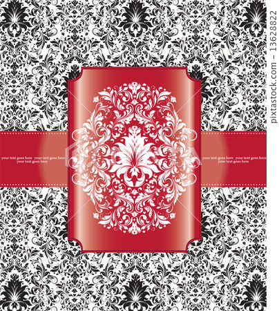 Vintage invitation card with ornate elegant abstract floral desi 13628822
