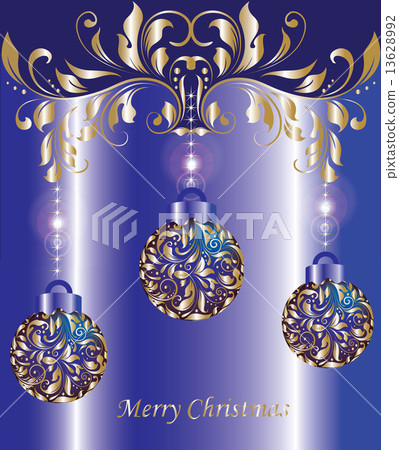 Vintage Christmas card with ornate elegant abstract floral desig Vintage Christmas card with ornate elegant abstract floral desig 13628992