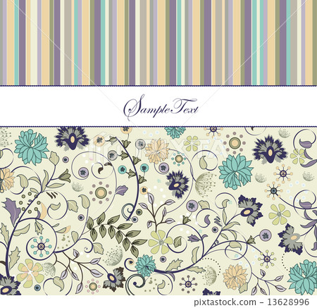 Vintage invitation card with ornate elegant retro abstract flora 13628996