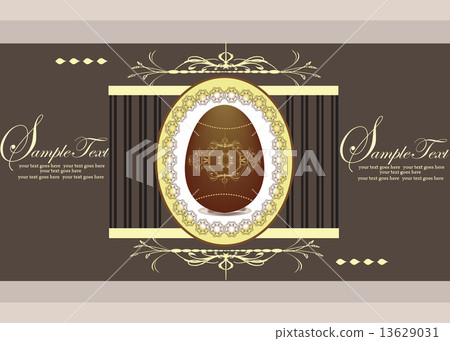 Vintage easter invitation card with ornate elegant abstract flor Vintage easter invitation card with ornate elegant abstract flor 13629031