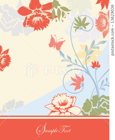 Vintage invitation card with ornate elegant retro abstract flora 13629036