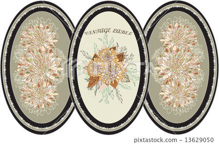 Three (3) vintage frames with ornate elegant retro abstract flor 13629050