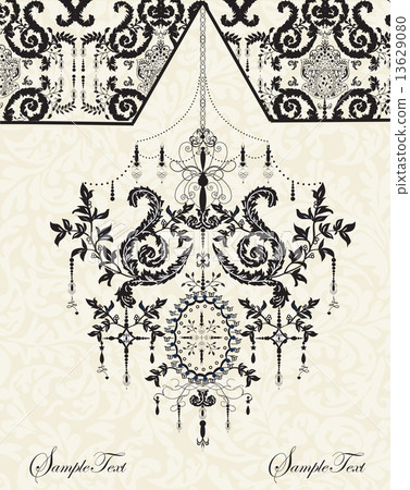 Vintage invitation card with ornate elegant abstract floral desi 13629080