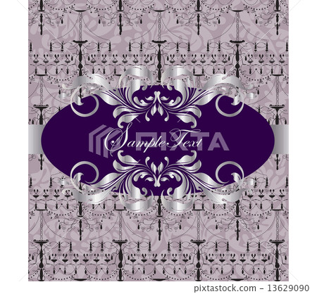 Vintage invitation card with ornate elegant abstract floral desi 13629090