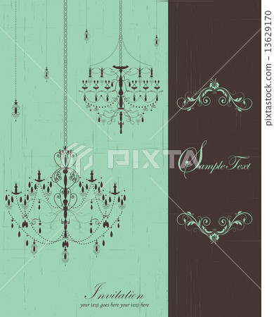 Vintage invitation card with ornate elegant retro abstract flora 13629170