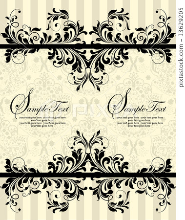Vintage invitation card with ornate elegant abstract floral desi 13629205
