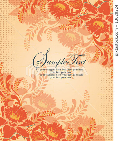 Vintage invitation card with ornate elegant retro abstract flora 13629224
