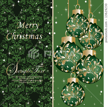 Vintage Christmas card with ornate elegant abstract floral desig 13629230