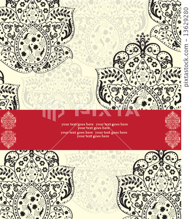 Vintage invitation card with ornate elegant abstract floral desi Vintage invitation card with ornate elegant abstract floral desi 13629280