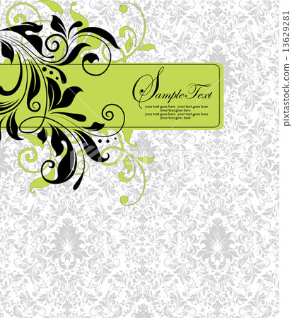 Vintage invitation card with ornate elegant abstract floral desi Vintage invitation card with ornate elegant abstract floral desi 13629281