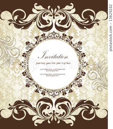 Vintage invitation card with ornate elegant retro abstract flora Vintage invitation card with ornate elegant retro abstract flora 13629282