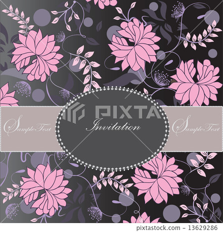 Invitation with pink flowers background Invitation with pink flowers background 13629286