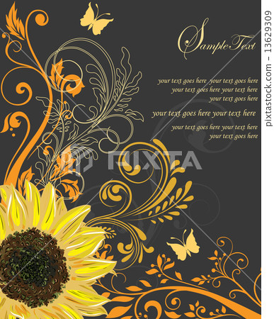 Vintage invitation card with ornate elegant retro abstract flora 13629309