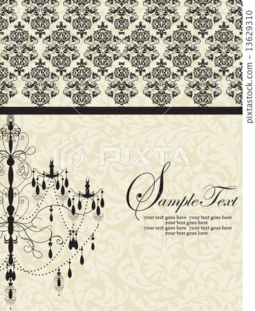 Vintage invitation card with ornate elegant abstract floral desi 13629310