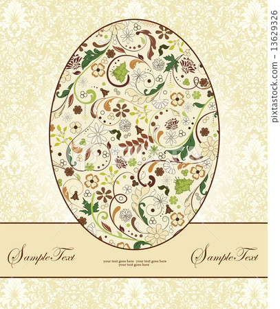 Vintage Easter invitation card with ornate elegant retro abstrac Vintage Easter invitation card with ornate elegant retro abstrac 13629326