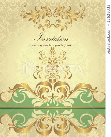 Vintage invitation card with ornate elegant retro abstract flora 13629332