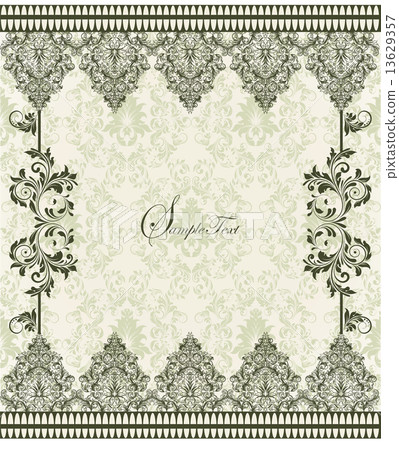 Vintage invitation card with ornate elegant abstract floral desi Vintage invitation card with ornate elegant abstract floral desi 13629357