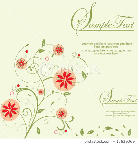 Vintage invitation card with elegant retro abstract floral desig Vintage invitation card with elegant retro abstract floral desig 13629369