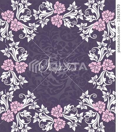 Vintage invitation card with ornate elegant floral design 13629370