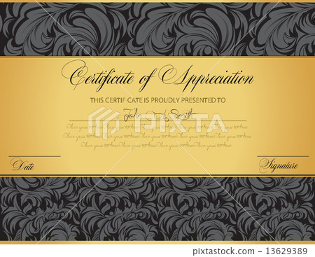 Vintage certificate of appreciation with ornate elegant retro ab 13629389