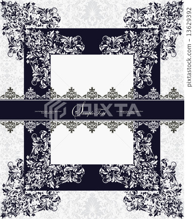 Vintage invitation card with ornate elegant abstract floral desi 13629392